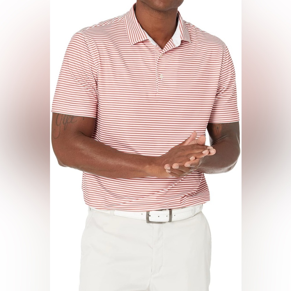 Hickey Freeman Men's Mini Stripe Air Pique Golf Polo Size Medium Performance